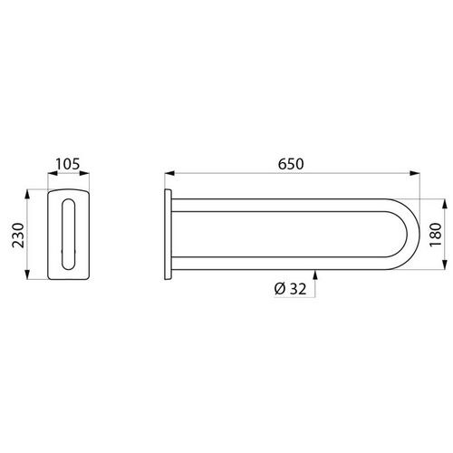 Фиксированная опора Delabie из полированной нержавеющей стали, длина 650 мм., Арт.510161P Фиксированная опора Delabie из полированной нержавеющей стали, длина 650 мм., Арт.510161P