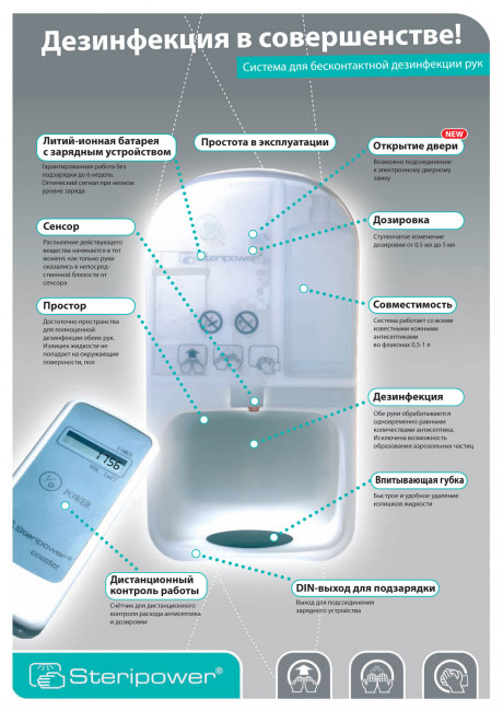 Установка для бесконтактной дезинфекции рук Steripower, Арт.s001 Установка для бесконтактной дезинфекции рук Steripower, Арт.s001