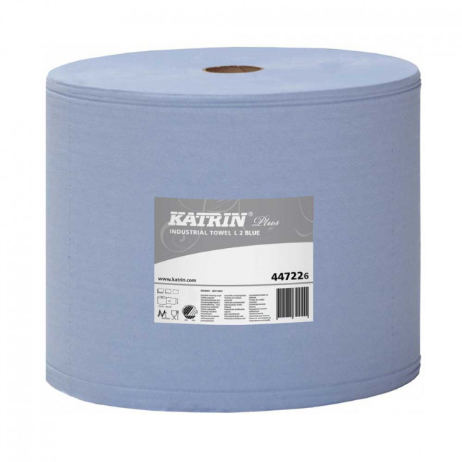 Протирочный материал бумажный, Katrin Plus Industrial Towel L2 Blue (цена за 1 рулон), Арт.447226 Протирочный материал бумажный, Katrin Plus Industrial Towel L2 Blue (цена за 1 рулон), Арт.447226
