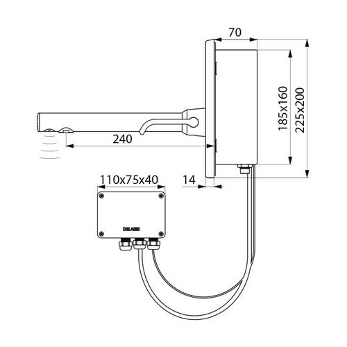 Смеситель для раковины BINOPTIC MIX Delabie, встраиваемый, 230/12 V, Арт.379ECML Смеситель для раковины BINOPTIC MIX Delabie, встраиваемый, 230/12 V, Арт.379ECML