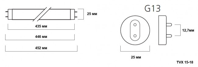 Ультрафиолетовая лампа PlusLamp TVX15-18S, Арт.TVX15-18S Ультрафиолетовая лампа PlusLamp TVX15-18S, Арт.TVX15-18S